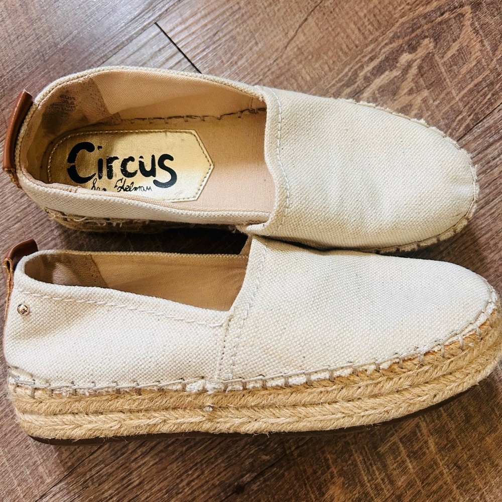 Circus by Sam Edelman Cream Canvas Espadrille Slip-On Sneakers